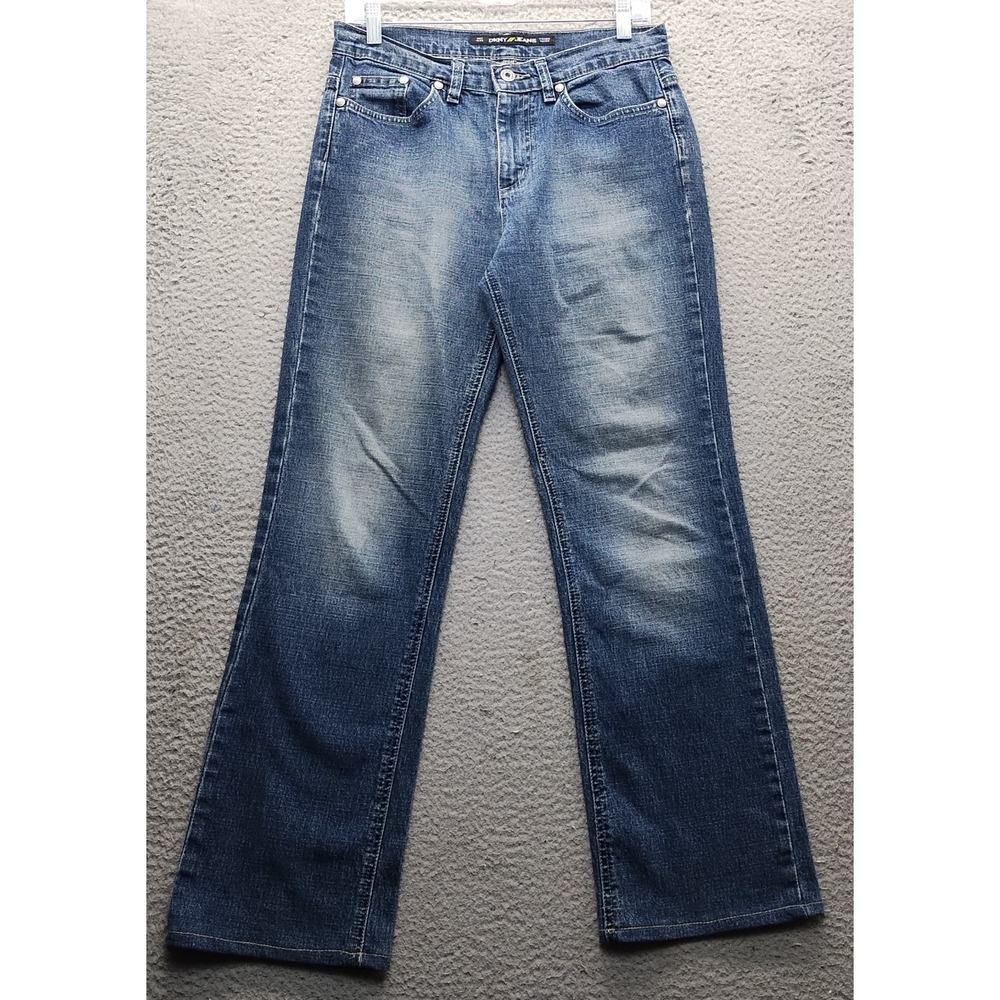 DKNY East Village Jeans Womens 6 Blue Stretch Faded Boho Streetwear Straight Leg
